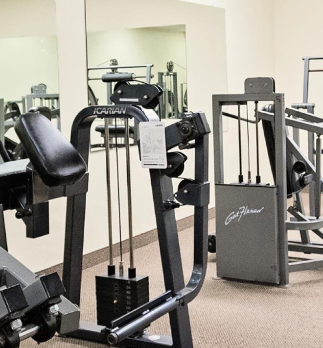 gym equipment in fitness center