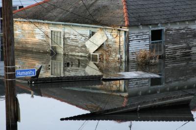 House flooded with water on what had been Humanity Street