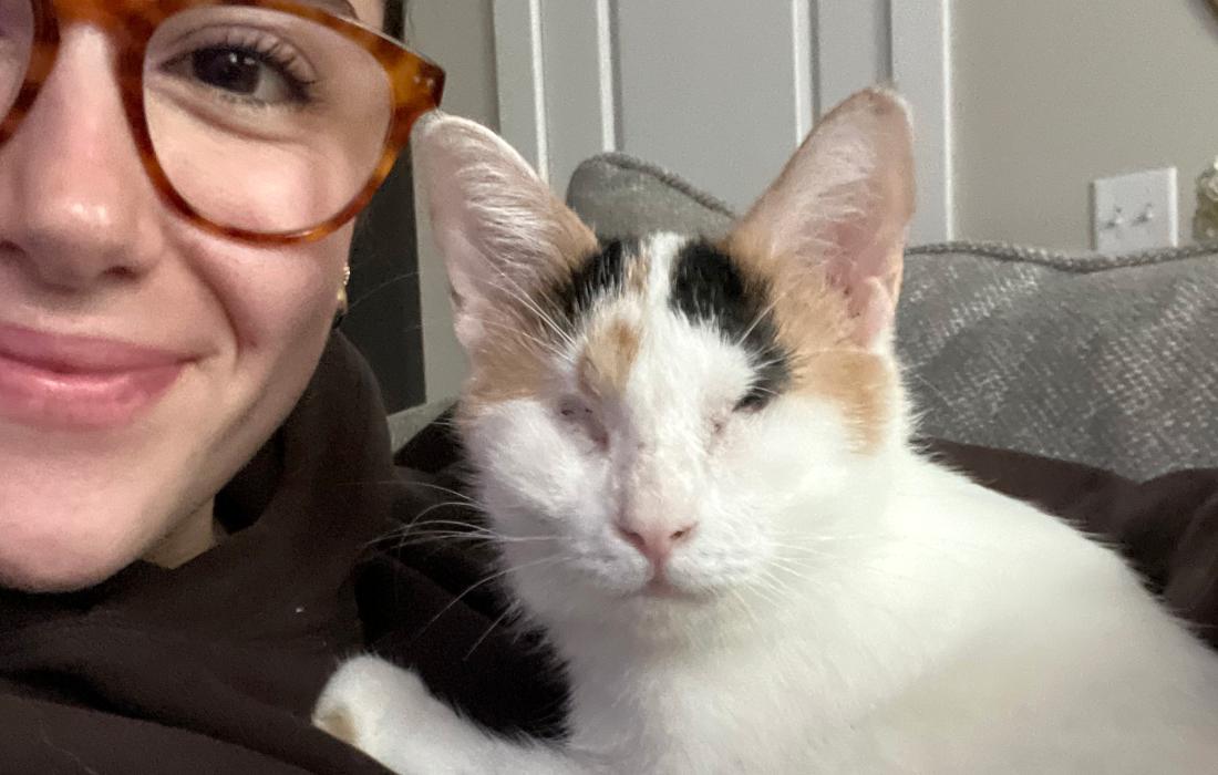 Trinity with foster volunteer Claire